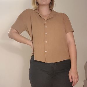 Button down pinstripe t-shirt
